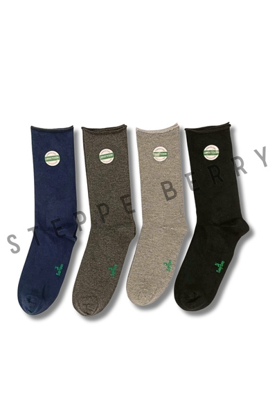 STEPPE BERRY 4'lü Erkek Lastiksiz Dikişsiz Bambu Uzun Konç Diyabet Çorap