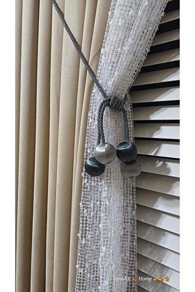 venedik home Antrasit Ve Gri Tül Ve Fon Bağlama Aparatı Kruvaze Tavan Bağlama Korniş Takmatik,perde Bağı,halat,