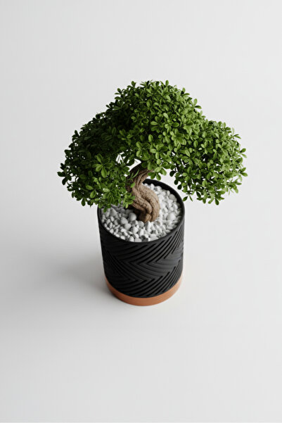 OEM Ghiveci Inalt Geometric Luxe – Culoare Midnight Black & Copper Gold