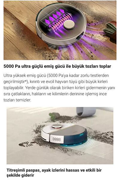 Philips Homerun 7000 Serisi Aqua Akıllı Robot Süpürge, Lidar, Epa11 Filtre