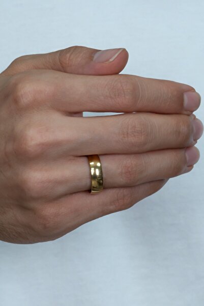 Takı Dükkanı Unisex 6mm Parlak Bombeli Erkek Kadın Çelik Alyans Yüzük tca