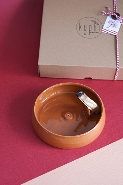 Kyphi Natural Kamen El Yapımı Seramik Tütsülük