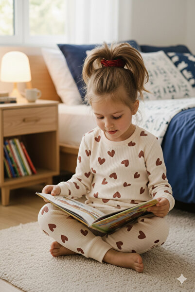 bunny hopp Σετ πιτζάμες με μακρυμάνικο μανίκια για κορίτσια με σχέδιο καρδιάς 100% βαμβάκι κοτλέ Interlock