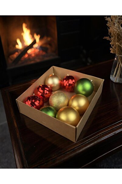 PARTİ SEPETİ Коледни украшения за елха 15 см 9 броя