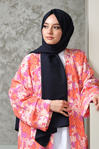 AFVENTE Cotton Jazz Shawl Navy Blue