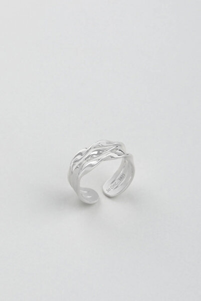 So CHIC... Minimal 18 Ayar Beyaz Altın Kaplama Ayarlanabilir Gümüş Yüzük