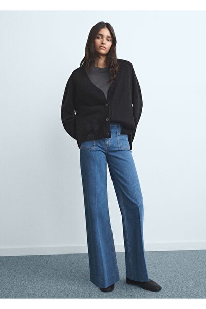 MANGO Woman Düğmeli wideleg jean