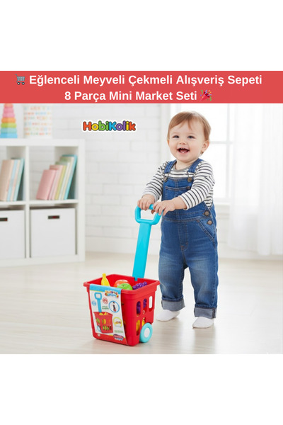 Art Tone ÇEKMELİ ALIŞVERİŞ SEPETİ MEYVELİ KÜÇÜK 8 PARÇA 18M+