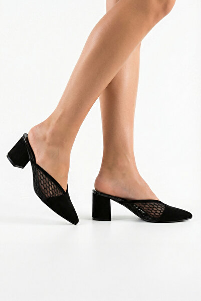 Gül Kundura Kadın Siyah Fileli Abiye Ev Terliği