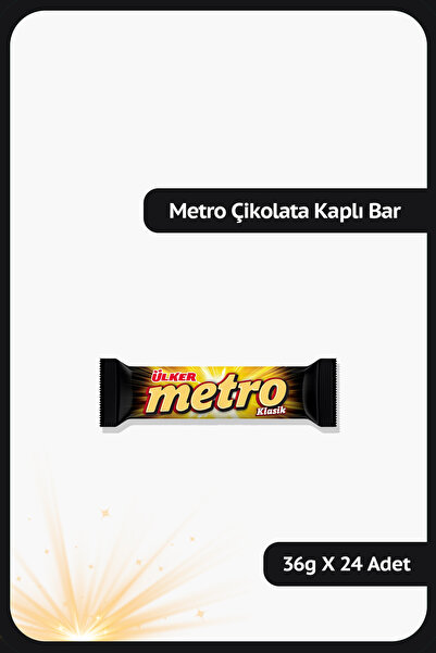 Ülker METRO Sütlü Çikolata Kaplamalı Karamel ve Nugalı Bar - 36 gram - 24 Adet