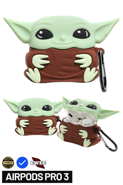 EWEC Pro 3. Nesil Uyumlu Baby Yoda Grogu Figürlü Koruyucu Silikon Kulaklık Kı...