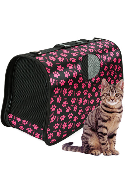 OEM Geantă de transport pentru animale mici, pliabilă, neagră, 38x24x16cm