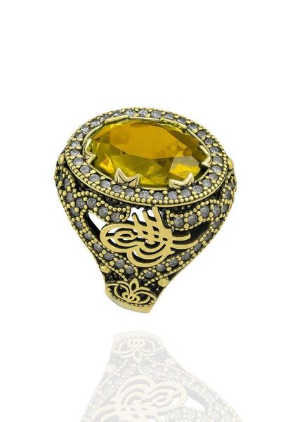 Beyisa Sultani Serisi Sarı Sitrin Taşlı Otantik 925 Ayar Gümüş Kadın Yüzük