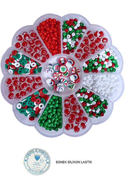 By MO Accessories Yılbaşı Hediyesi Boncuk Seti Hobi Kendin Yap Noel Boncuklar Fimo Kum Akrilik Boncuk