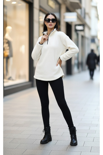 Scorp Ecru Color Cheer Casual Γυναικείο βελούδινο φούτερ