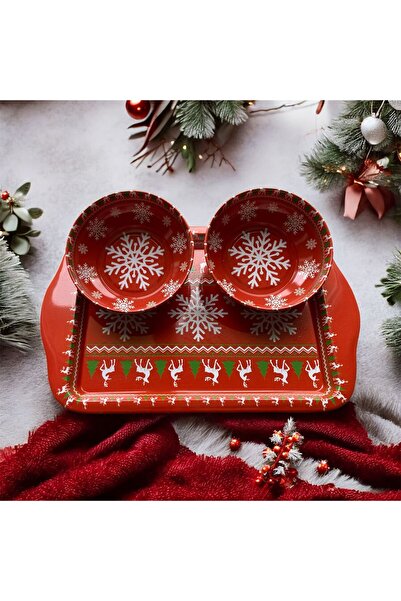 ramkovska Stainless Metal Christmas Tray and Cookie Holder Set