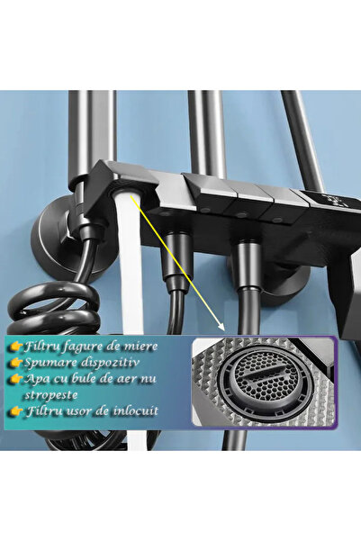 MODVIA Rectangular LED shower column set, grey