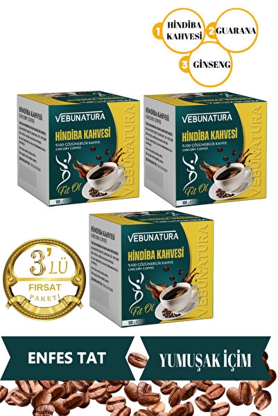 VEBUNATURA Hindiba Kahvesi, Guarana,ginseng Kahve 3 Adet X 100gr Fırsat Paketi