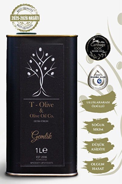 T Olive&Olive Oil Co. Olgun Hasat Gemlik Natürel Sızma Zeytinyağı 1 L