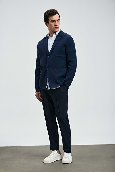 Lufian 112190329 Simon Smart Men's Chino Pants Slim Fit Men's Pants Dark Blue