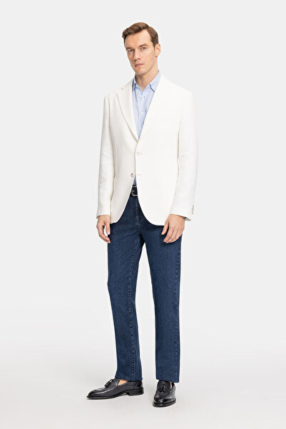 W Collection White Buttoned Linen Viscose Jacket