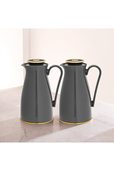 Alaska Alaska Thermos Set, 2 Pieces, Grey with Gold, 1 Liter Capacity