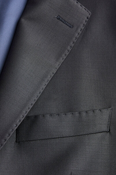 W Collection Dark Blue Buttoned Wool Jacket