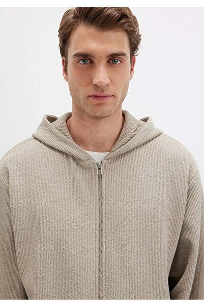Mavi 0S10520 Jacket Hooded Zippered Men's Sweatshirt Beige