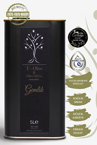 T Olive&Olive Oil Co. Olgun Hasat Gemlik Natürel Sızma Zeytinyağı 5 L