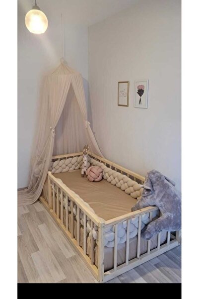 düğüm yastık 500 Cm 4 Örgü Beşik Korumalık - Bej