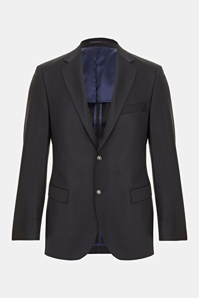 W Collection Dark Blue Buttoned Wool Jacket