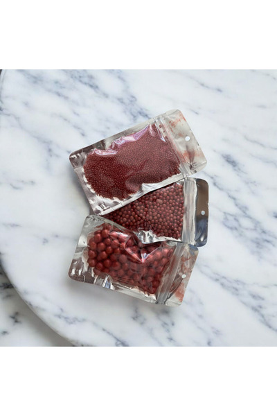 hediyehobihersey Pasta Süsleme Şekeri Draje Boncuk Pasta Süsleme Şekeri Kırmızı 10 mm 4 mm 2 mm 120 GR