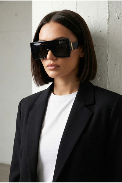 Kapin Leria Büyük Tasarım Güneş Gözlüğü - Siyah