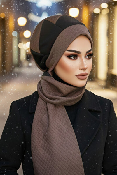 Aişe tesettür Βιζόν Μαύρο καπιτονέ Hijab Beanie