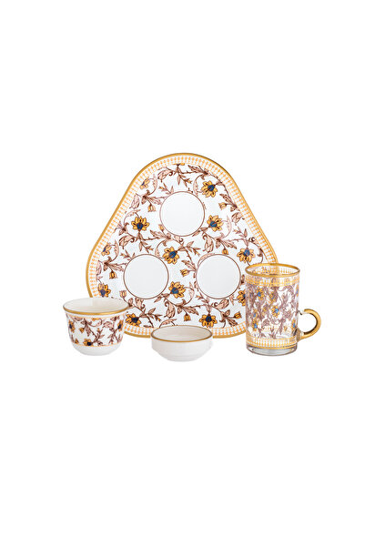 Bosphorus Glass طقم شاي وقهوة زجاج تركي مكون من 4 قطع