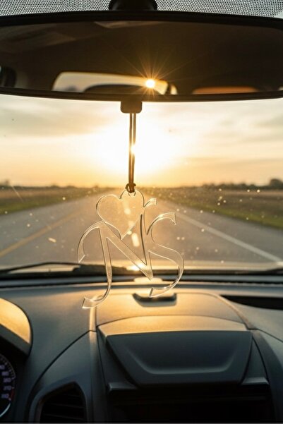 Yalıgraf Reklam Tabela Kişiye Özel Baş Harfli Kalpli Dikiz Ayna Süsü - Şeffaf...