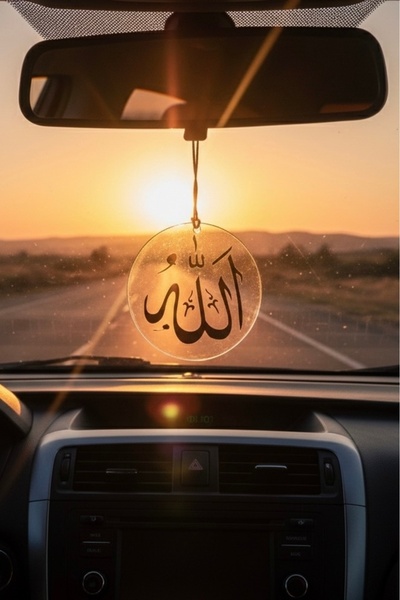 Yalıgraf Reklam Tabela Allah Yazılı Pleksi Dikiz Ayna Süsü , Araba Süsü Hediye