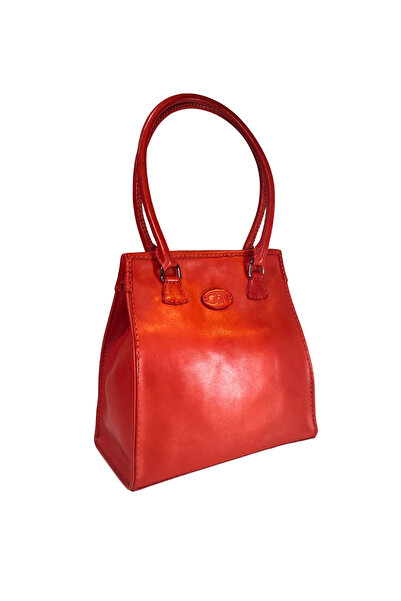 GÖN Women's Handmade Leather Snap Closure Logo Detailed Hand and Shoulder Bag Armo