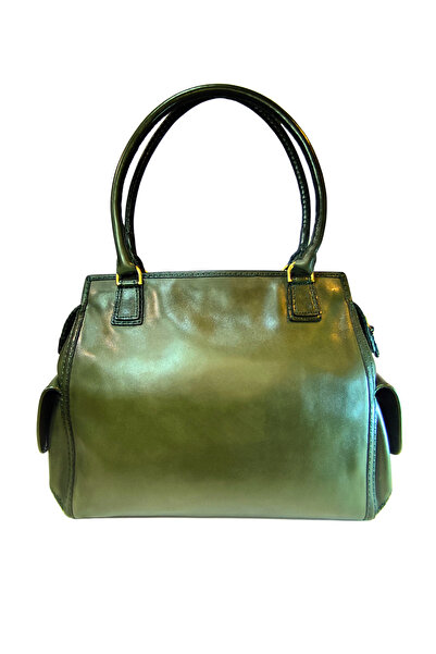 GÖN Women's Handmade (Handmade) Zipper Closure Genuine Leather Hand and Shoulder Bag Ertica