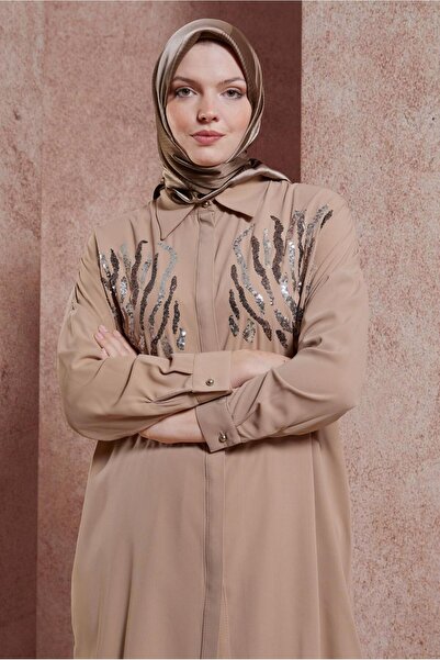 Alvina Shirt Collar Sequin Detailed Tunic 44569