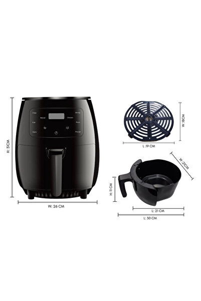 Generic Leon Home 6L Air Fryer - Digital Interface, 8 Preset Functions, Touch Screen, Rapid Air Tech, Black