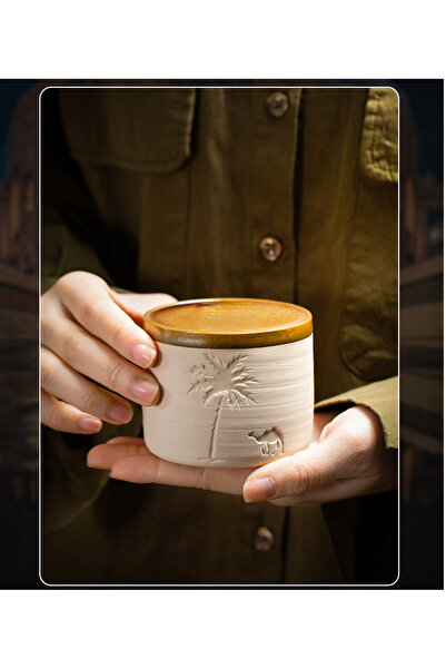 KB Generic Pottery coffee mug, Palm trees and camels, Arabica coffee cup, 120ml, 1pc