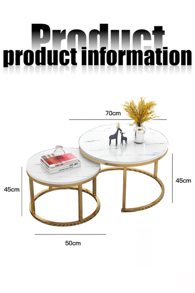 Generic Leon Home 2-Piece Extendable Nordic Coffee Table Set - Round Modern Side Tables