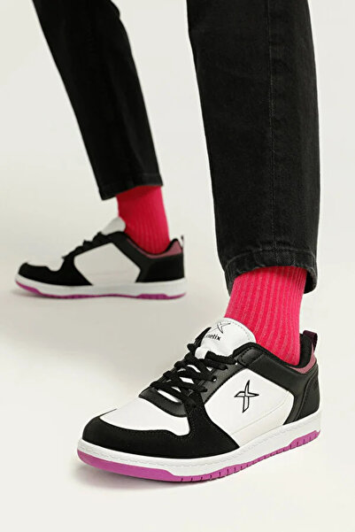 Kinetix JONES PU W 3PR Pantofi de damă cu talpă termo-antiderapantă, cu șireturi, ALB NEGRU