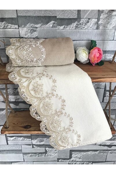 Çeyiz Bahçesi Французький комплект рушників з кантом Aslım з оксамиту 50&90