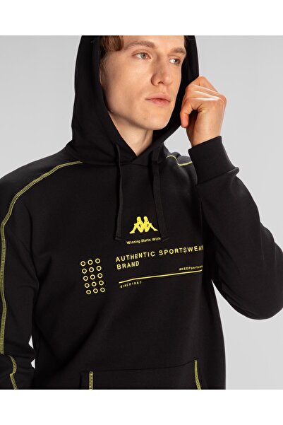 Kappa Αυθεντικό ανδρικό φούτερ με κουκούλα Waldo, μαύρη κανονική εφαρμογή