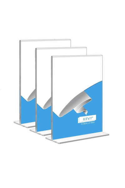 Slasa حامل لافتات أكريليك (8.5 × 11 بوصة) 3 قطع حامل عرض طاولة على شكل حرف T ...
