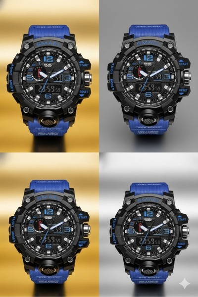 SMAEL Men's Wristwatch Analog Digital Sports Black Fashion Trend Watch Blue 1545