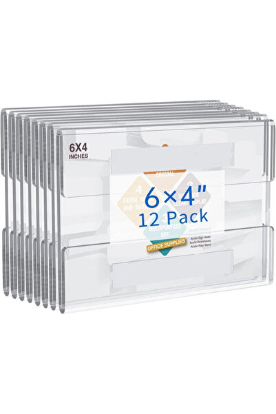 Slasa Wall Mount Acrylic Sign Holder (6x4 inch) 12 pcs Horizontal Clear Displ...