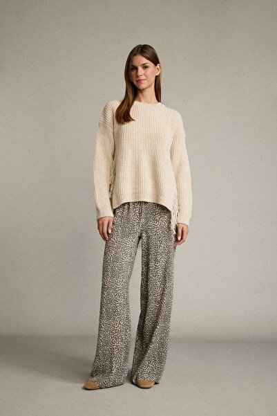 DeFacto Yeni Sezon Esnek Belli Leopar Desenli Cepli Geniş Paça Pantolon